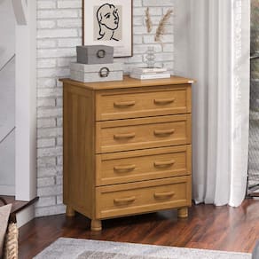 Cômoda Viena com 4 Gavetas Madeira Pinus Carvalho - Tozzeto