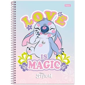 Caderno Espiral Capa Dura Universitário 1 Matéria Disney Stitch 80 Folhas Foroni Estampa 3