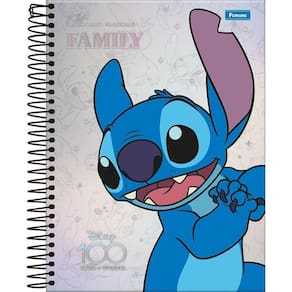 Caderno Espiral Capa Dura Colegial Disney 100 Anos Stitch 196 Folhas 10 Matérias Foroni Estampa 2