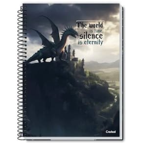 Caderno Espiral Universitário 10 Matérias 160 Folhas Aventura Com Dragões Credeal Estampa 1