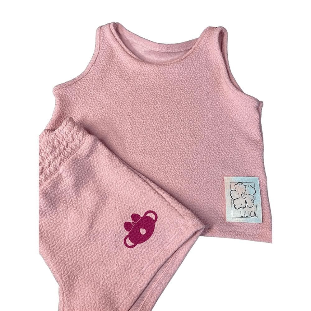 Conjunto Curto Lilica Ripilica Regata Short Rosa Claro