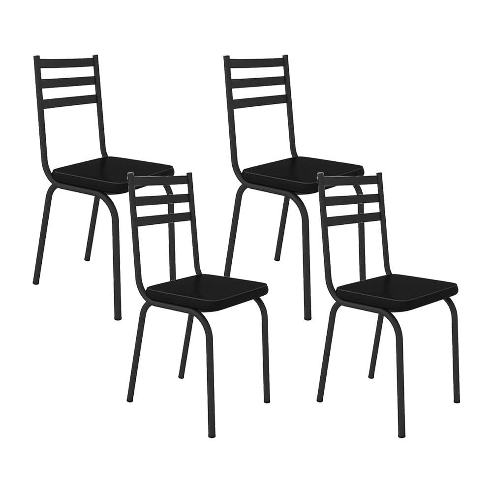 Kit Com 04 Cadeiras 118 Preta Corino Preto Artefamol