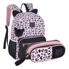 Kit Mochila De Costas Com Estojo Rosa Oncinha Uatt Clio