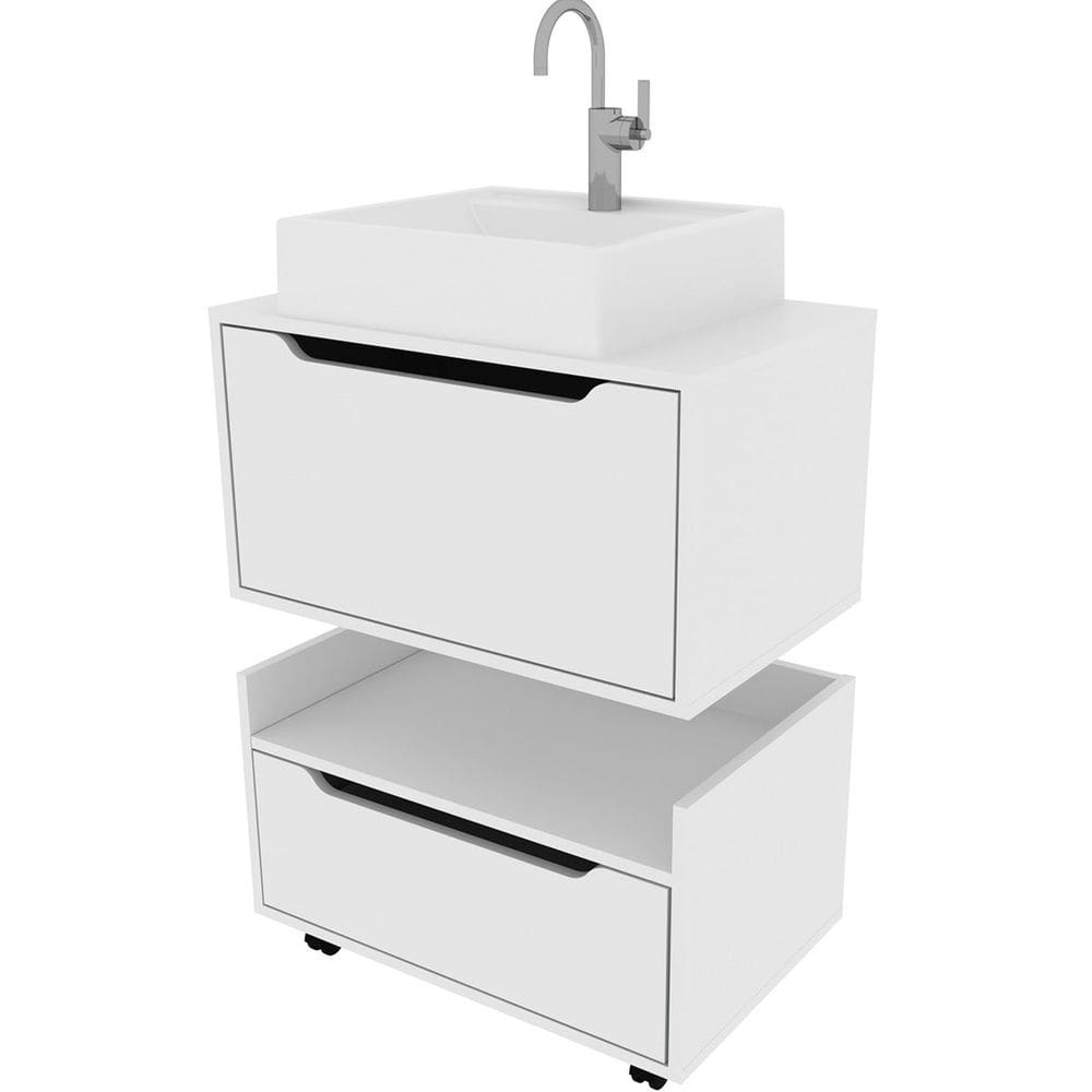 Kit Balcão e Gabinete de Banheiro com Cuba 1 Porta 1 Gaveta