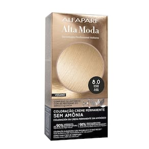 Coloração Creme Permanente Alfaparf Alta Moda Vegano Sem Amônia 8.0 Louro Claro