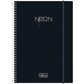Caderno Espiral Capa Dura 1 Matéria 80 Folhas Neon Preto