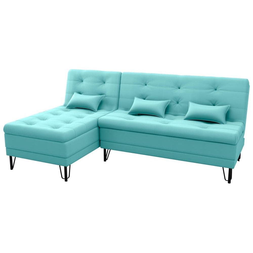 Sofá Cama e Chaise 3 lugares 200cm Nice Verde menta Matrix