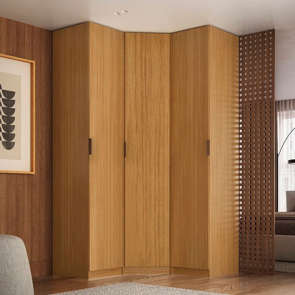 Guarda-roupa de Canto 3 Portas 100% Mdf Altezza Clean Freijó