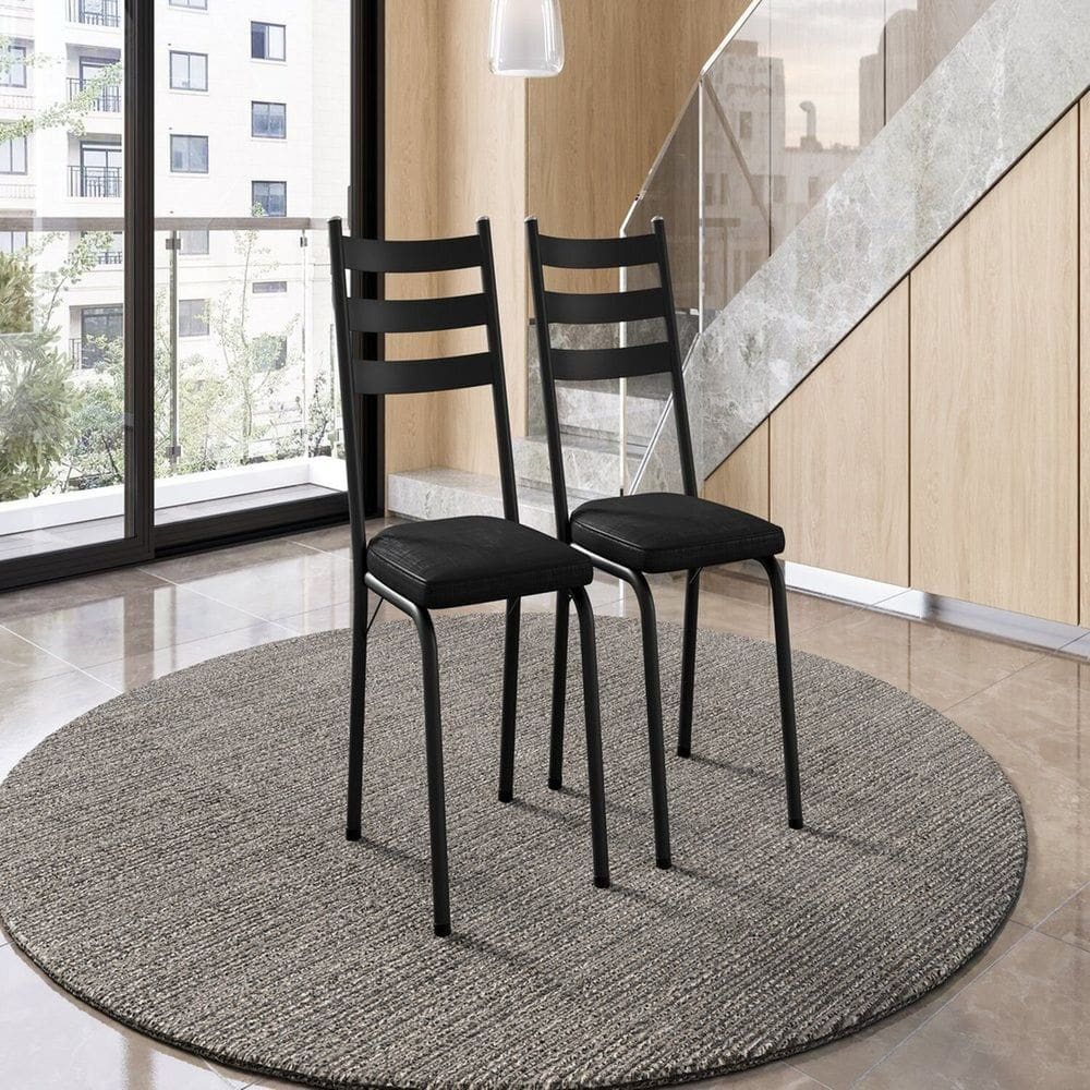 Cadeiras para Cozinha 2 Unidades Europa Preto Brilhante