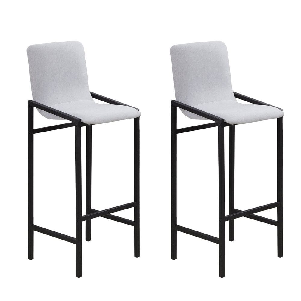 Conjunto 2 Banquetas Estofadas Premium Cinza /Preto Fosco