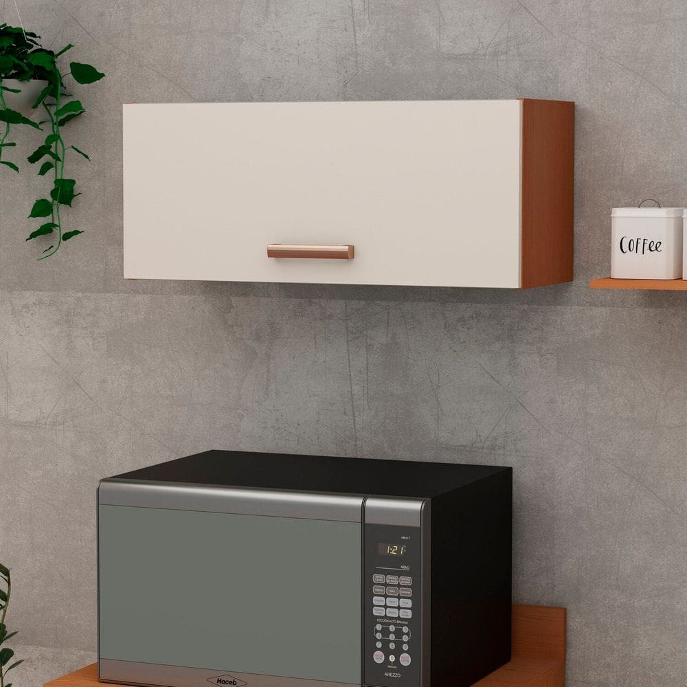 Armário para Cozinha Aéreo Basculante Essência Freijo/White laca