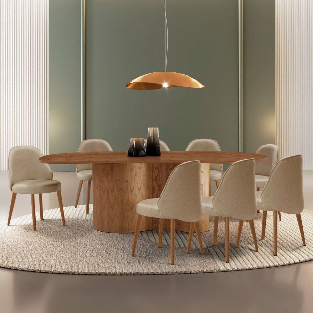 Conjunto para Sala de Jantar com 8 Cadeiras Ester Turim / Imbuia Natural