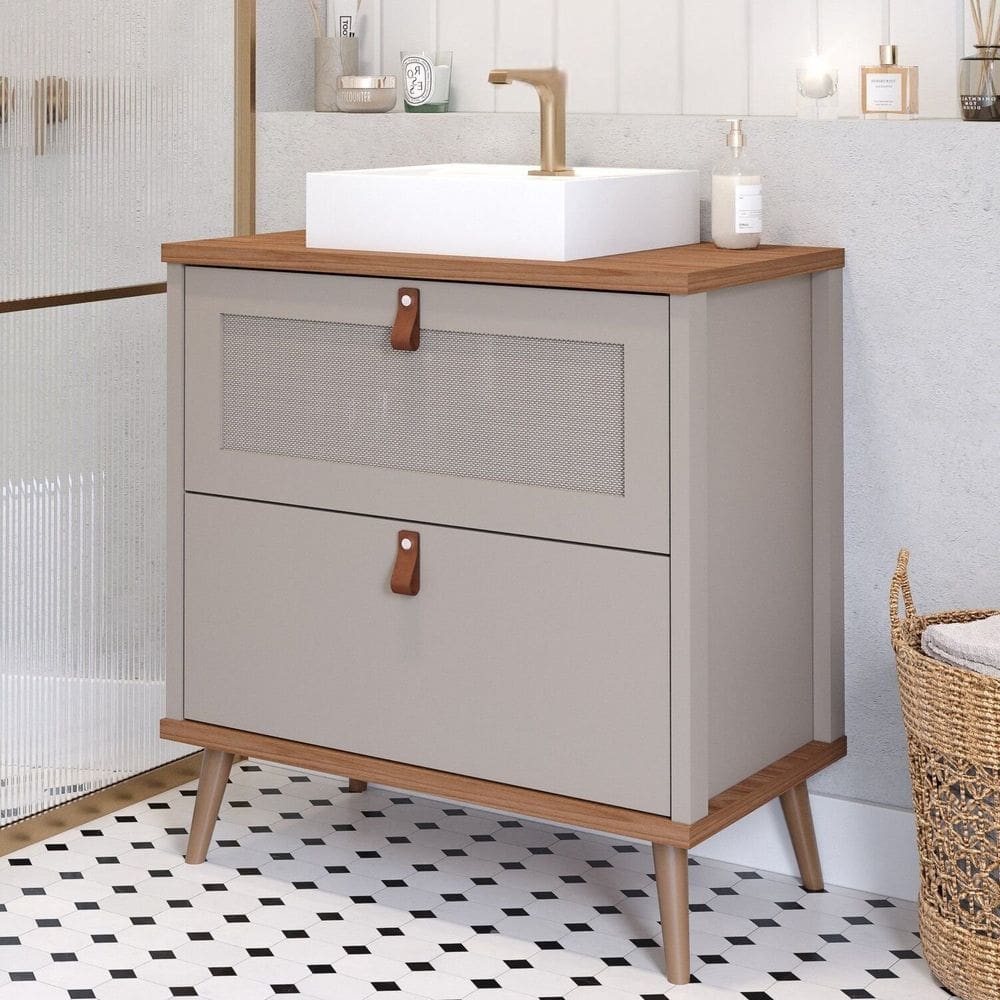 Gabinete para Banheiro com Cuba Mily Espresso Móveis Cappuccino