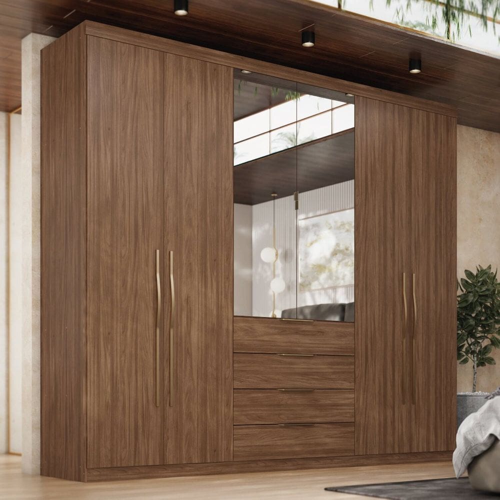 Guarda-roupa Casal 6 Portas Giardino Nogueira Touch