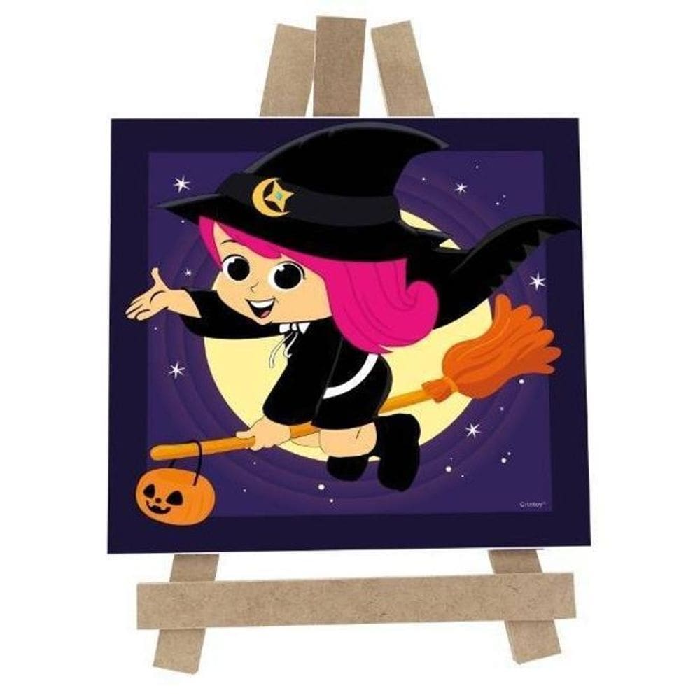 Lousa Decorativa Bruxa Halloween Decoração Mesa Mdf Enfeite