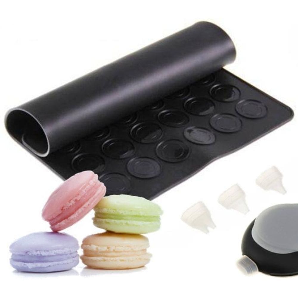 Kit Macaron Molde Silicone 48 Cavidades Com Dosador 3 Bicos