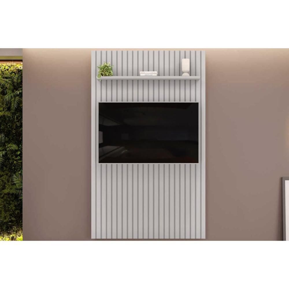 Painel Home p/ TV até 55 Pol Pratic Ripado c/ 1 Prateleira 143x240cm Bali - DJ Móveis