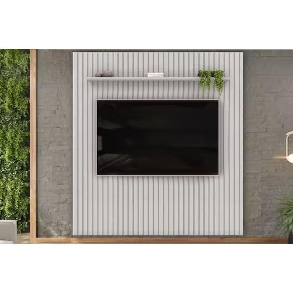 Painel Home p/ TV até 65 Pol Pratic Ripado c/ 1 Prateleira 223x240cm Bali - DJ Móveis