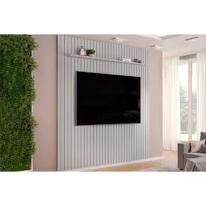 Painel Home p/ TV até 85 Pol Pratic Ripado c/ 1 Prateleira 250x240cm Bali - DJ Móveis
