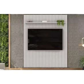 Painel Home p/ TV até 65 Pol Pratic Ripado c/ 1 Prateleira 183x240cm Bali - DJ Móveis