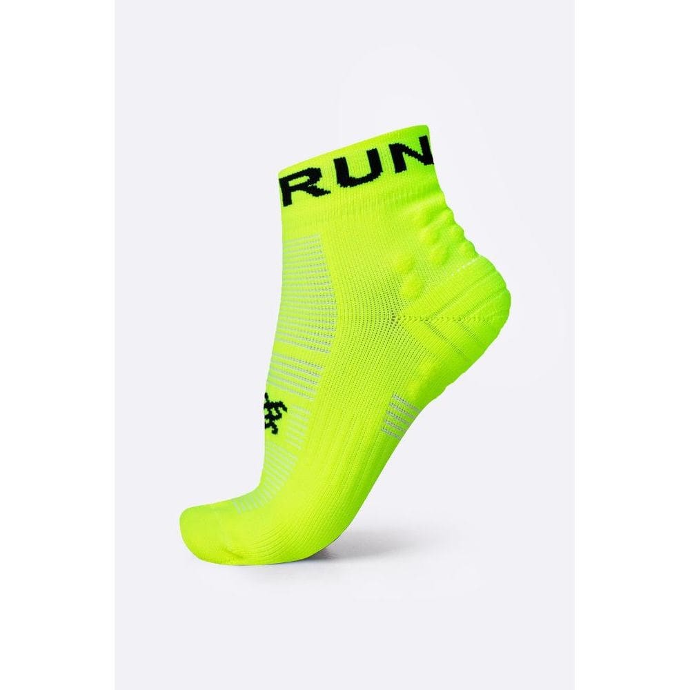 Meia Curta para Corrida HUPI Running Pro Run Amarelo Neon