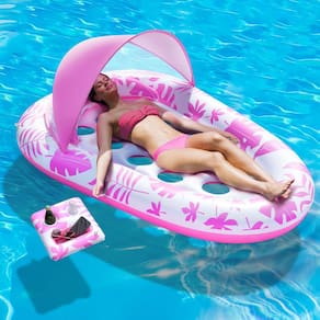 Espreguiçadeira inflável para piscina BEWEAI 3 em 1 com dossel para adultos