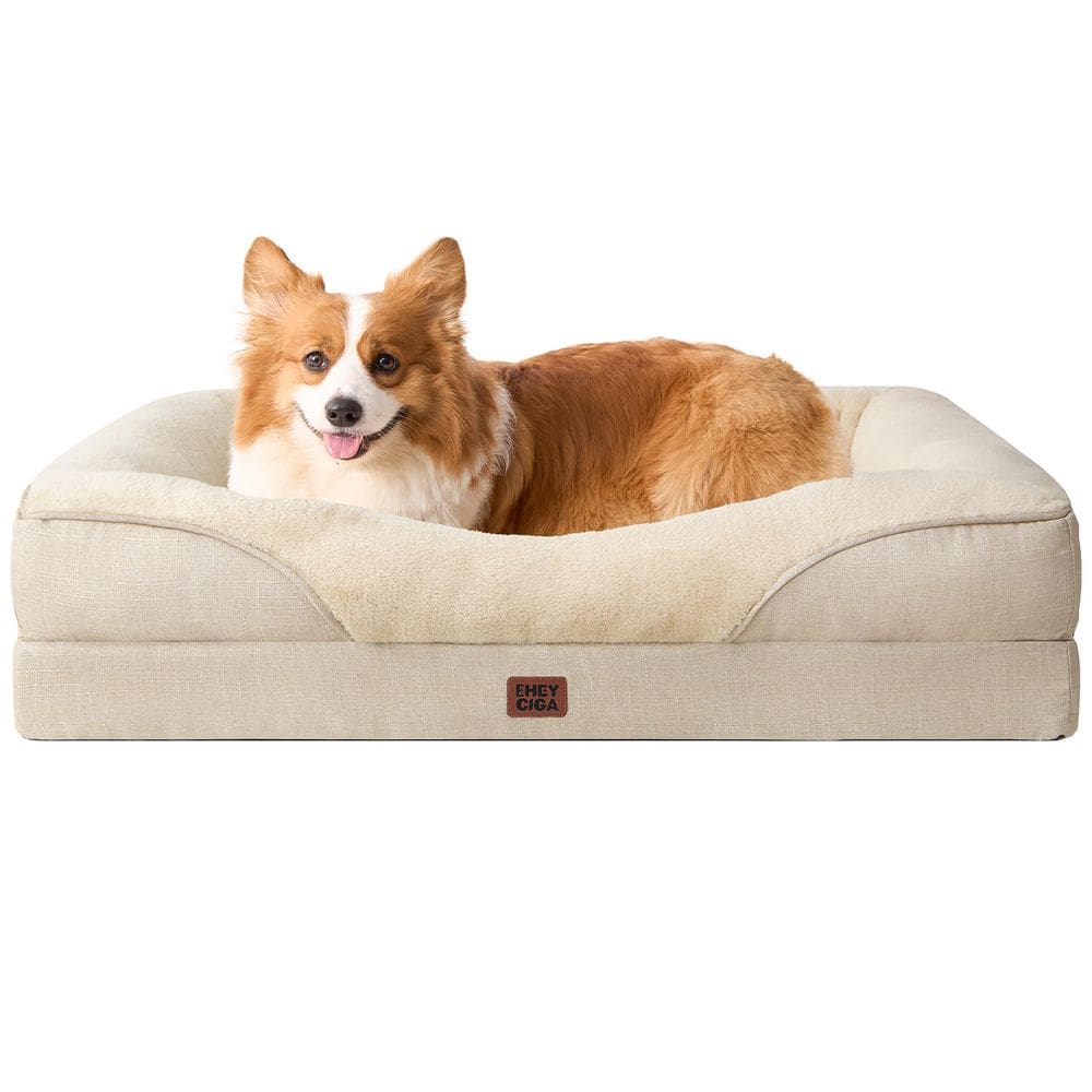Cama de cachorro EHEYCIGA Memory Foam para tamanho médio com impermeável