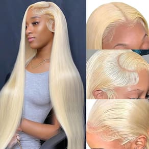 Peruca frontal de renda LETMIEO 71cm 613 Cabelo humano loiro