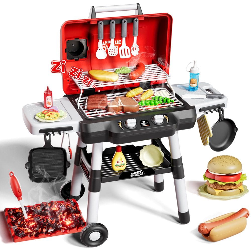 Brinquedo de cozinha Kids Play Zsinb BBQ Grill com fumaça e luz de 3 a 6 anos