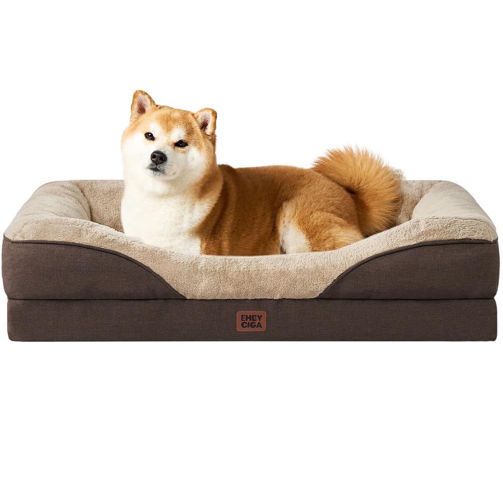 Cama de cachorro EHEYCIGA Memory Foam para tamanho médio com impermeável