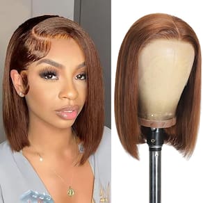 Peruca FATIAO #4 Brown Bob Lace Front Human Hair 25cm