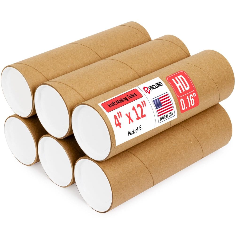 Mailing Tube Paclord de papelão pesado de 10 x 30 cm, pacote com 6