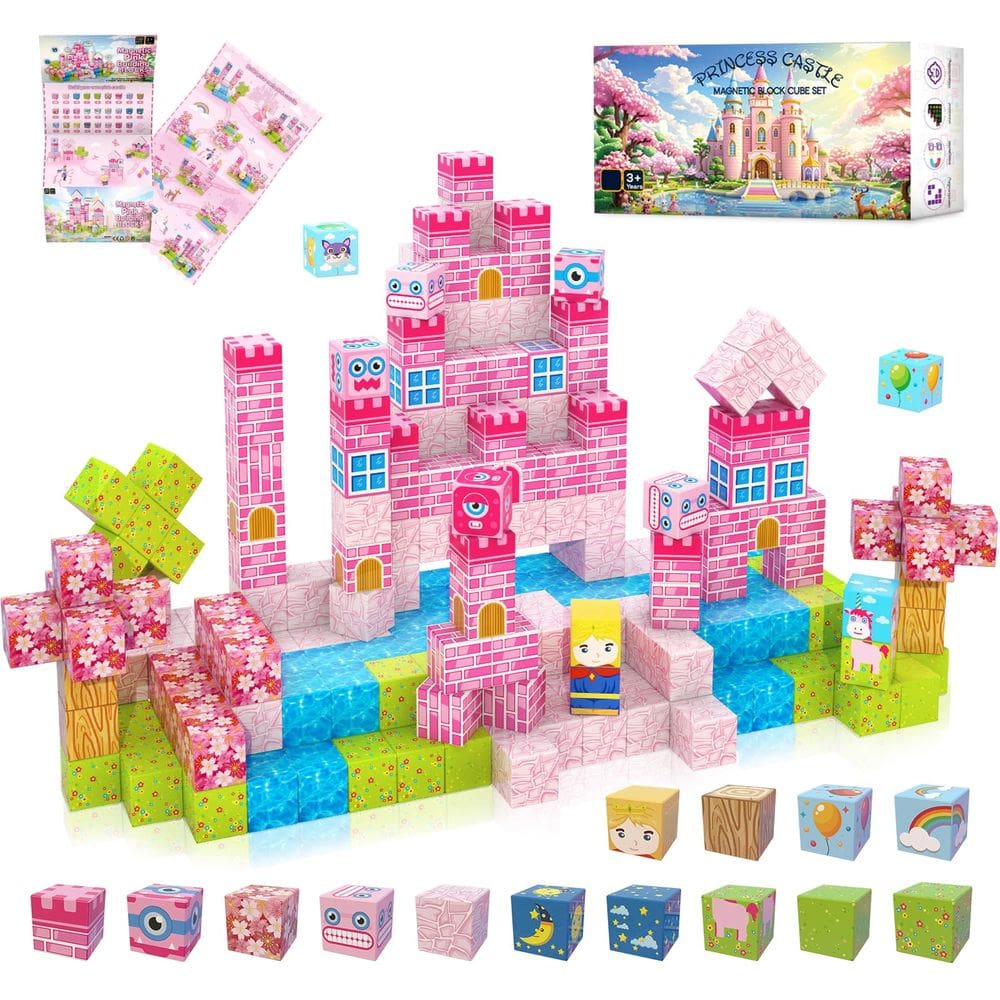 Blocos de construção magnéticos WSHIMIN Princess Castle 32 peças