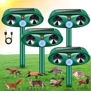 Pacote com 4 repelentes solares ultrassônicos para gatos e cervos