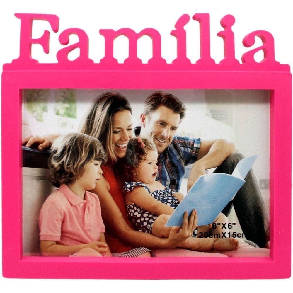 Enfeite Porta Retrato De Mesa Rosa Decoração Família 20x15cm