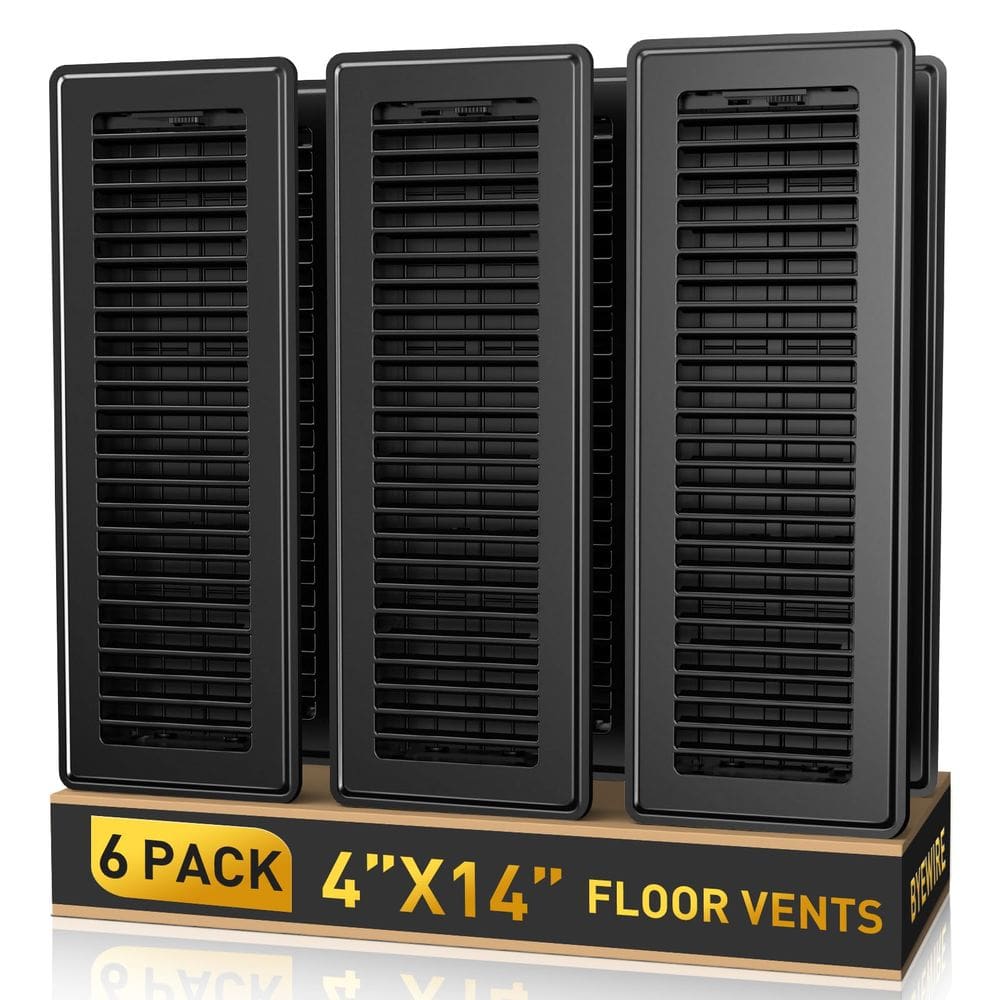 Floor Register BYEWIRE 4x14cm, pacote com 6 unidades, aço pesado, preto