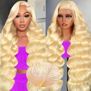 Peruca QNQZ 613 Loira 100% Cabelo Humano, 24 polegadas, 220 Densidade