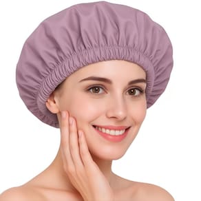 Touca de banho TFUSOM reutilizável impermeável para mulheres roxa
