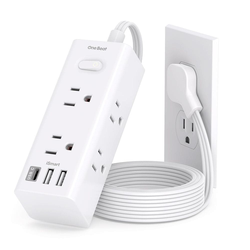 Power Strip One Beat 30 cm com 6 tomadas e 3 portas USB, protetor contra sobretensão
