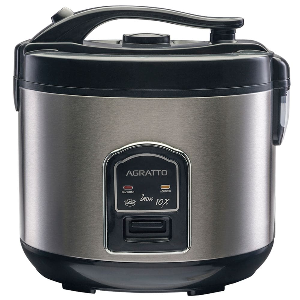 Panela Elétrica de Arroz Legumes Inox 10 Xícaras 110V Antiaderente 700W Arrozeira Inox Agratto 127V