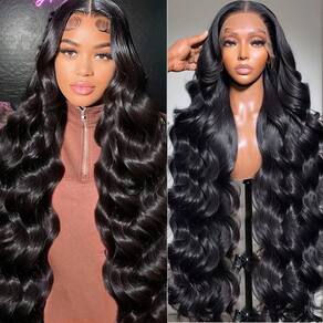 Perucas frontais de renda Neailrtise 32 polegadas com 20% de densidade Body Wave