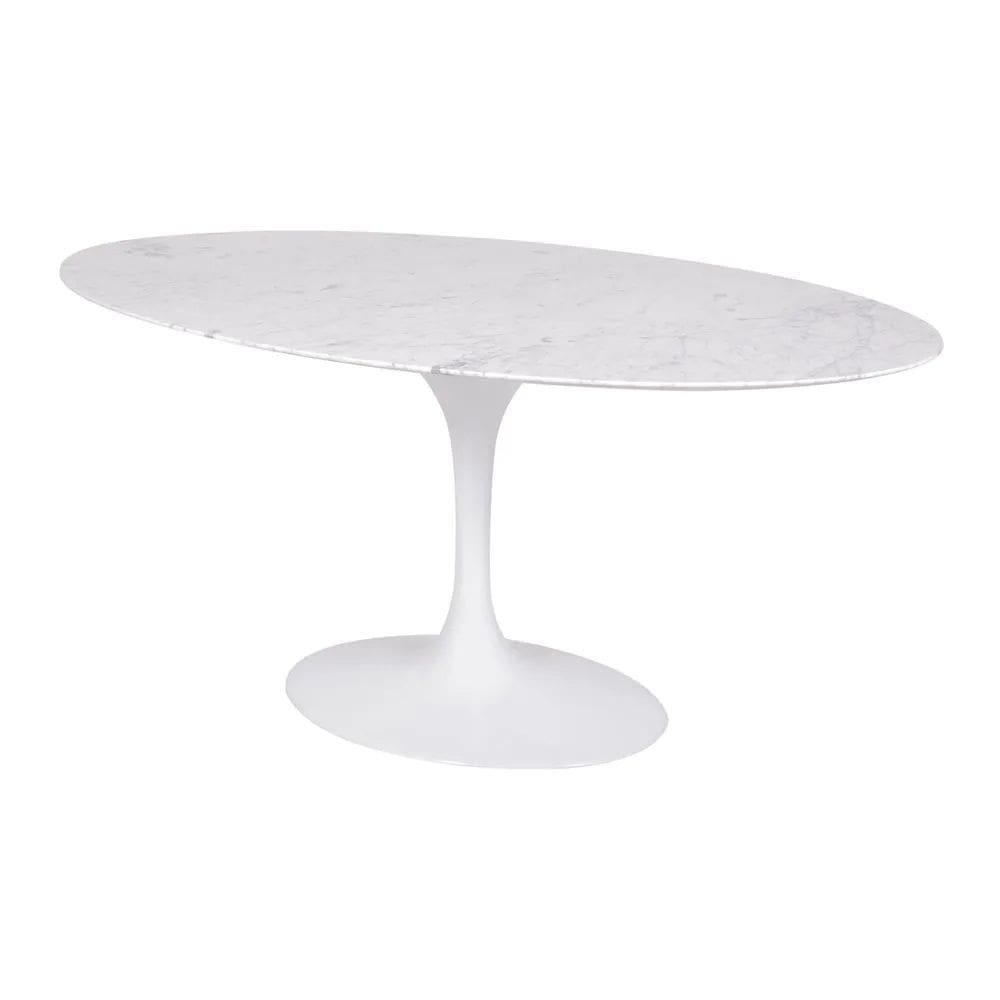 Mesa Saarinen Oval Carrara 120x80cm - Base Branca