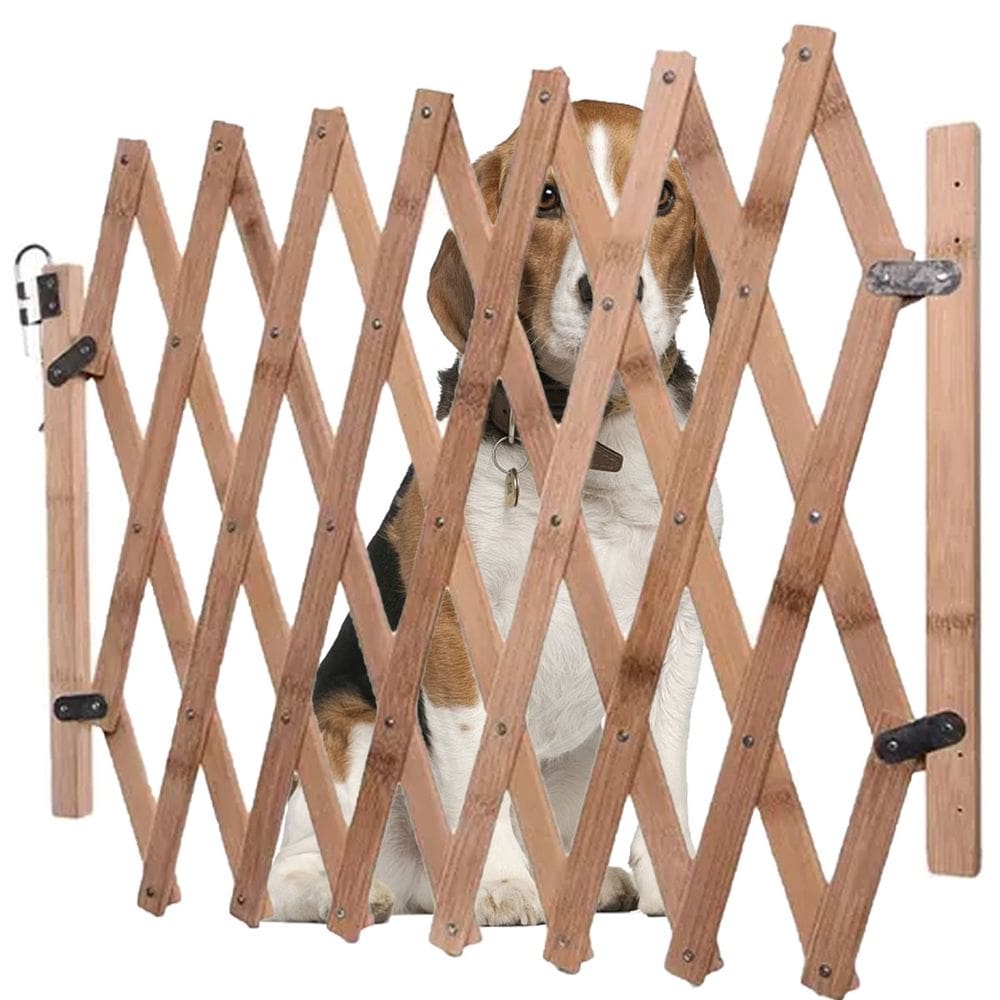 Portao Retratil de Bambu Cao Pet Cachorro Bebe Criança Grade Sanfonada Segurança Proteçao