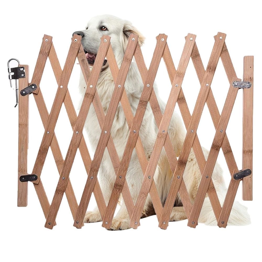 Portao Retratil de Bambu Pet Cachorro Cao Bebe Criança Treliça Grade Sanfonada Cercado Resistente