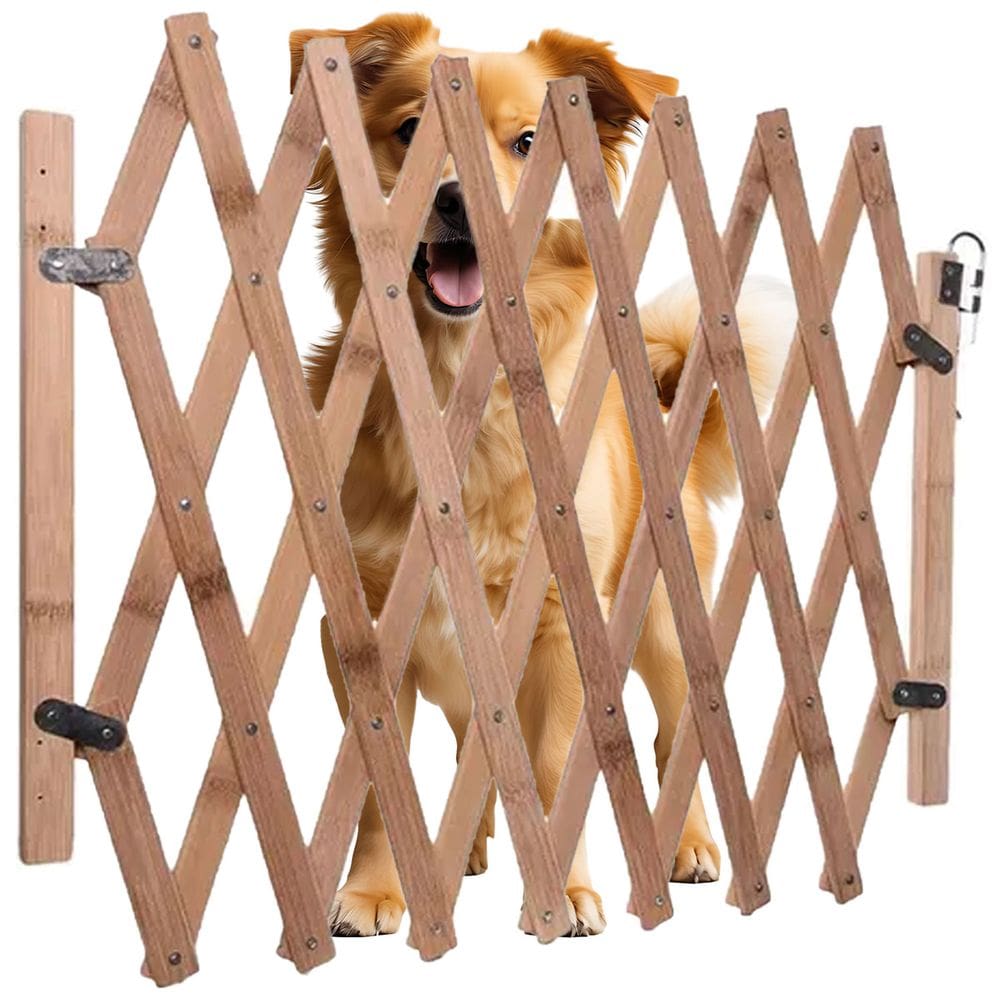 Portao de Bambu Retratil Pet Cachorro Cao Criança Bebe Treliça Grade Sanfonada