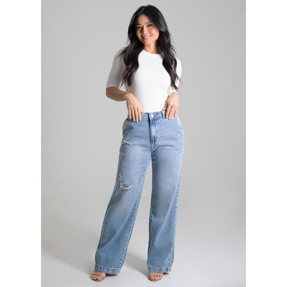Calça Jeans Feminina Sawary Wide Leg - 280175