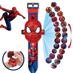 Relógio Infantil Homem Aranha 3D com Projetor de 24 Imagens