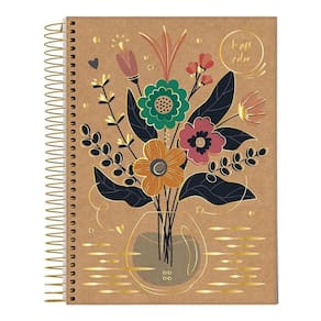 Caderno Univ 10 Matérias 160Fl Kraft Color Flores Jandaia