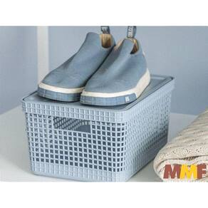 Cesto Organizador Grid Com Tampa 8 Litros - Azul Glacial