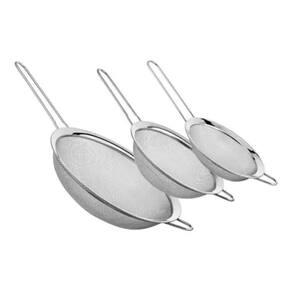 Kit Peneiras em aço inox 10, 12, 14 cm - Origina Line - Peneira Coador Inox Peneirinha Farinha Suco Fruta - PANAMI